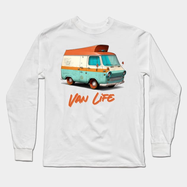 Van Life  /   Thrift Style Retro Design Long Sleeve T-Shirt by DankFutura